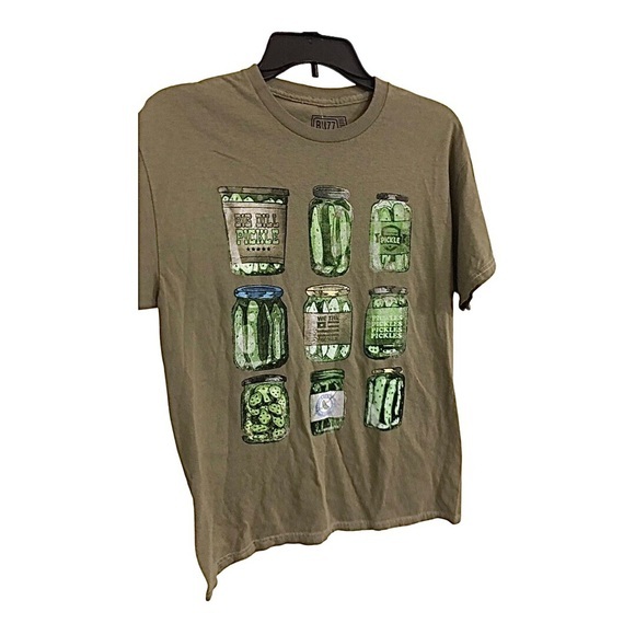Olive green dill pickle graphic print tshirt size small new - Picture 7 of 9
